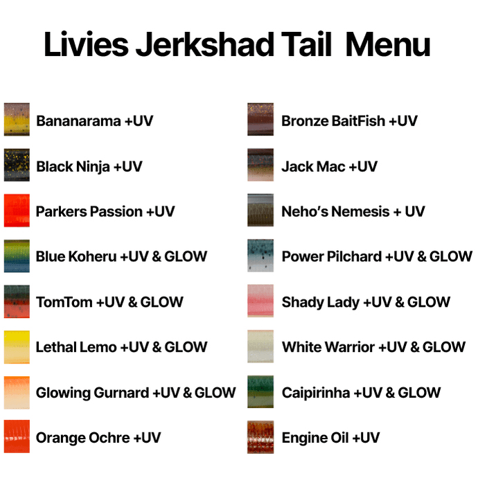 Catch Black Label Livies Jerkshad 6 jerkshad menu